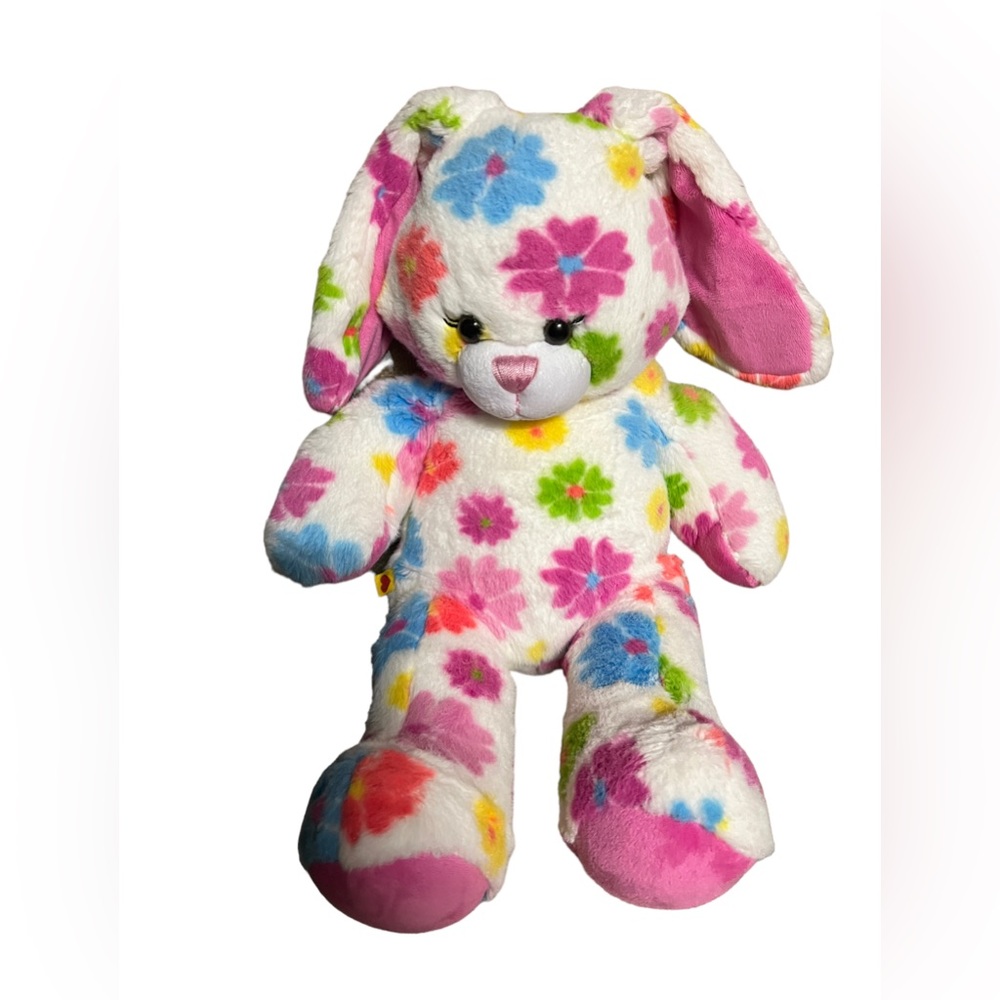BUILD-A-BEAR MULTICOLORED FLOWERED 16” BUNNY